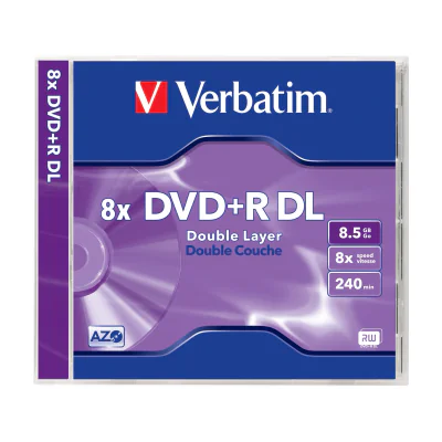 Verbatim 43540, DVD+R, 120 mm, Jewel case, 1 pc(s), 8.5 GB