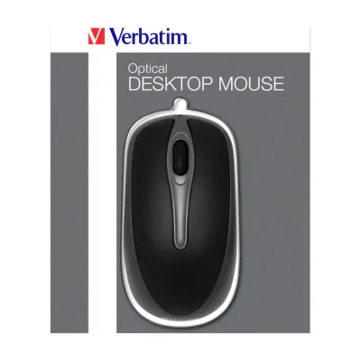 Verbatim 49019, Ambidextrous, Optical, USB Type-A, 1000 DPI, Black, Grey