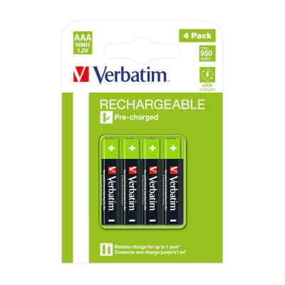 Verbatim 49514, Rechargeable battery, AAA, Nickel-Metal Hydride (NiMH), 1.2 V, 4 pc(s), 950 mAh