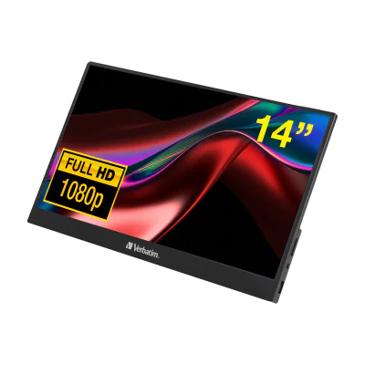 Verbatim 49590, 35.6 cm (14"), 1920 x 1080 pixels, Full HD, LCD, 6 ms, Black