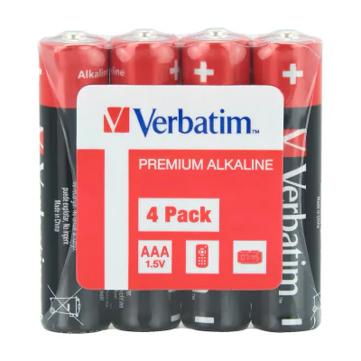 Verbatim AAA 4-Pack Wrap Single-use battery Alkaline, Single-use battery, AAA, Alkaline, 1.5 V, Premium, Black, Red