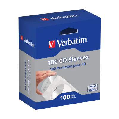 Verbatim CD Sleeves (Paper) 100pk, 100 discs, Paper