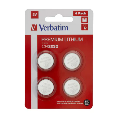 Verbatim CR2032, Single-use battery, CR2032, Lithium, 3 V, 4 pc(s), Silver