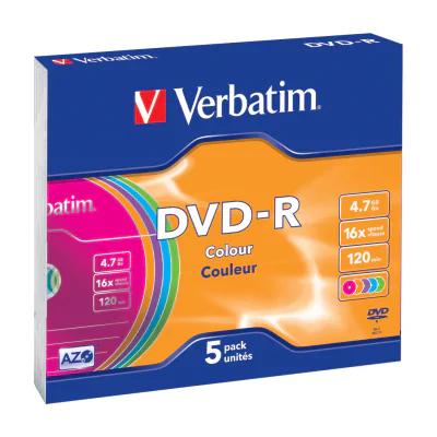 Verbatim DVD-R Colour, DVD-R, Slimcase, 5 pc(s), 4.7 GB