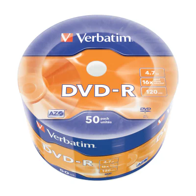 Verbatim DVD-R Matt Silver 50 Pack Wrap Spindle, DVD-R, Spindle, 50 pc(s), 4.7 GB