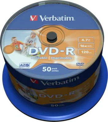 VERBATIM DVD+R Wide Inkjet Printable No ID Brand