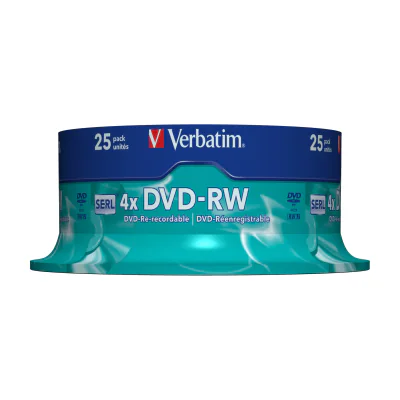 Verbatim DVD-RW Matt Silver, DVD-RW, Spindle, 25 pc(s), 4.7 GB
