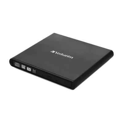 Verbatim External Slimline CD/DVD Writer, Black, Tray, Horizontal, Laptop, DVD±RW, USB 2.0