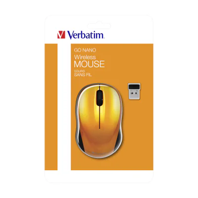 Verbatim Go Nano, Ambidextrous, RF Wireless, 1600 DPI, Orange