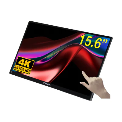 Verbatim Portable Touchscreen Monitor Ultra HD 4K - 15.6”, 39.6 cm (15.6"), 3840 x 2160 pixels, 4K Ultra HD, LCD, 6 ms, Black