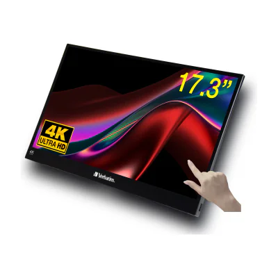 Verbatim Portable Touchscreen Monitor Ultra HD 4K - 17.3”, 43.9 cm (17.3"), 3840 x 2160 pixels, 4K Ultra HD, LCD, 6 ms, Black