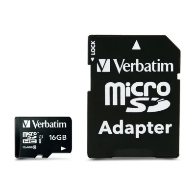 Verbatim Premium, 16 GB, MicroSDHC, Class 10, 80 MB/s, 10 MB/s, Black