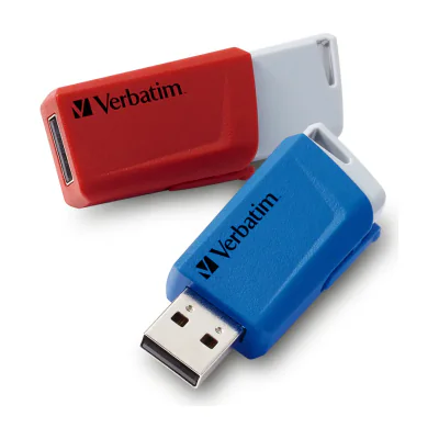 Verbatim Store 'n' Click - USB 2.0 Drive 3.2 GEN1 - 2x32 GB - Red/Blue, 32 GB, USB Type-A, 3.2 Gen 1 (3.1 Gen 1), 80 MB/s, Slide, Blue, Grey, Red