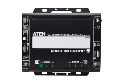 Video Extender Aten 4K HDMI/USB HDBaseT; Tipul: Emițător & receiver AV, Rezoluţia maximă: 4096 x 2160 Pixel, Maximă de transfer de la distanţă: 40 m. Tehnologia de conectare: Prin cablu, Conector USB: USB Tip-A, USB Tip-B. Tip de sursă de curent: DC,