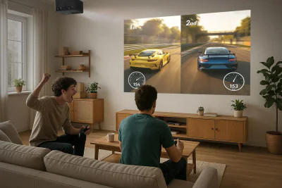 Videoproiector Optoma Photon Life PK31, 4K UHD (3840x2160), 1600/ 900 lumeni, 200.000:1, 16:9/ 4:3, diagonala 1.52m ~ 3.81m (60" ~ 150"), 3LED 30.000 ore, distanta de proiectare 1.99m - 5.47m, HDMI 2.0, USB-A power 2A, audio out, 30-32 DB, Full 3D, K