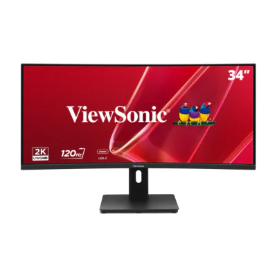 Viewsonic VA 34” UWQHD Curved Monitor with KVM Switch, 86.4 cm (34"), 3440 x 1440 pixels, UltraWide Quad HD, LED, 3.5 ms, Black