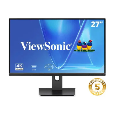 Viewsonic VG Series 27” 4K UHD USB-C Monitor with Dual Speakers, 68.6 cm (27"), 3840 x 2160 pixels, 4K Ultra HD, LED, 4 ms, Black