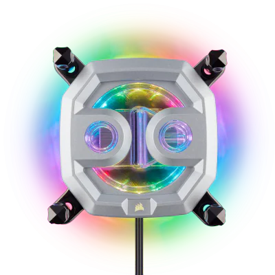 WATER block CORSAIR, filet pt. CPU, skt Intel LGA 2011/2066 AMD sTR4/sTRX4, pt filet G 1/4", luminat RGB, silver, "CX-9010001-WW"