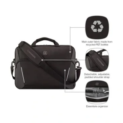 Wenger, XE Compact Brief 16, 16" Laptop Briefcase with Tablet Pocket, Black "653299"
