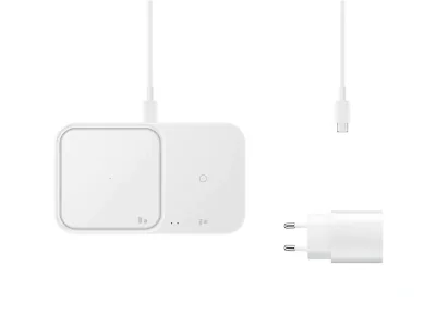 Wireless Charger Duo 15W Super Fast Wireless Charge; White "EP-P5400BWEGEU"