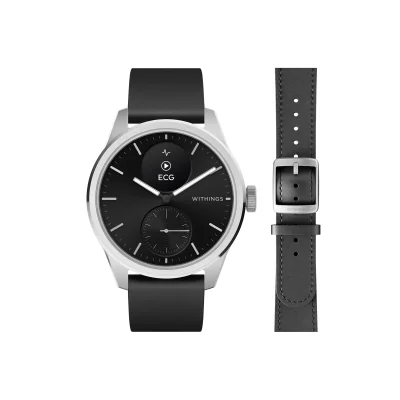 Withings Bundle Scanwatch 2 / 42mm (including Leather wristband Black Noir 20mm) - Black