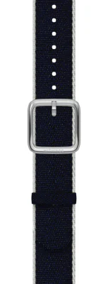Withings Polyethylene terephthalate Wristband 18mm w Silver buckle for Scanwatch 38mm, Steel HR 36mm, Withings Move, Move ECG, Steel - Blue & White