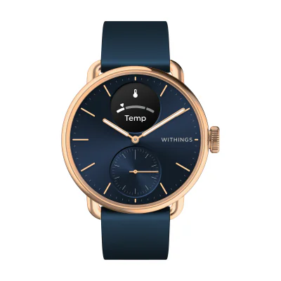 Withings Scanwatch 2 / 38mm (Activity, Sleep Tracker, ECG, Temperature, SPO2 / Stainless steel, fkm wristband, sapphire glass) - Blue