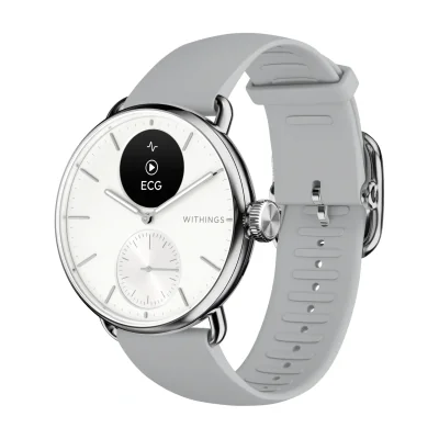 Withings Scanwatch 2 / 38mm (Activity, Sleep Tracker, ECG, Temperature, SPO2 / Stainless steel, fkm wristband, sapphire glass) - White