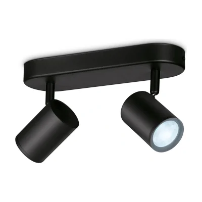 WiZ IMAGEO 2x adjustable spotlight, Smart ceiling light, Wi-Fi/Bluetooth, Black, Wi-Fi 4 (802.11n), 802.11b, 802.11g, LED, Metal