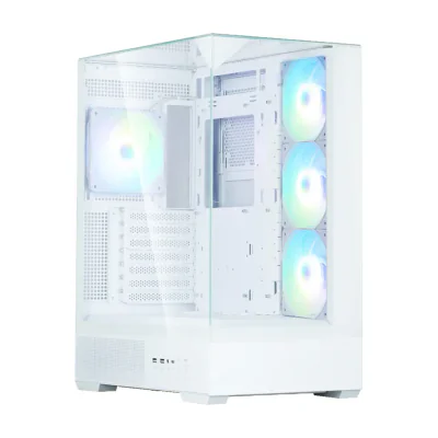 Zalman P40 Prism Plus White, Midi Tower, PC, White, ATX, micro ATX, Mini-ITX, Plastic, Steel, Tempered glass, Multi