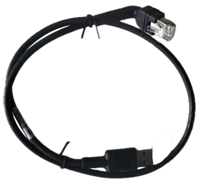 Zebra CBL-U20255-01, Extension cable, Black, USB A, RJ-50, Straight, Angled
