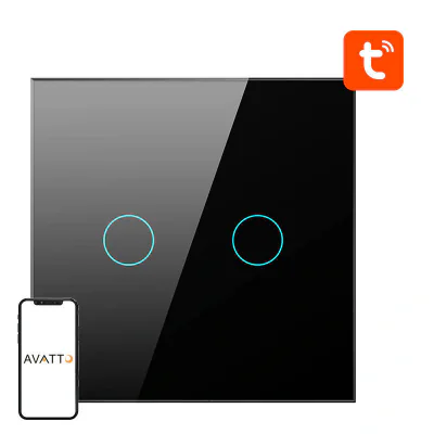 ZigBee Avatto ZTS02-EU-B2 Comutator tactil Dual TUYA (negru)