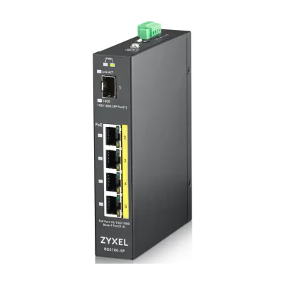 Zyxel RGS100-5P, Unmanaged, L2, Gigabit Ethernet (10/100/1000), Power over Ethernet (PoE), Rack mounting, Wall mountable