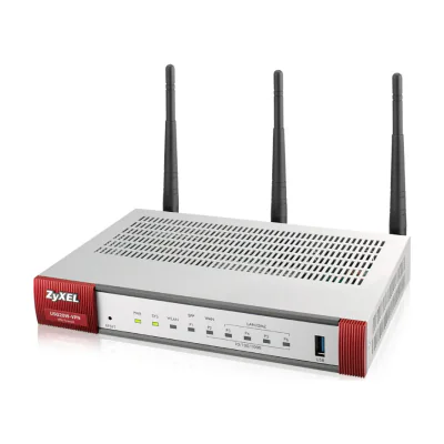 Zyxel USG20W-VPN-EU0101F, Wi-Fi 5 (802.11ac), Dual-band (2.4 GHz / 5 GHz), Ethernet LAN, Grey, Red, Portable router